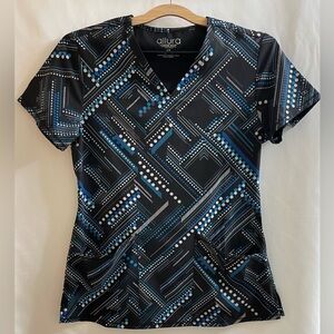 Women's Geometric Allure By Cherokee Uniform Scrub Top XS